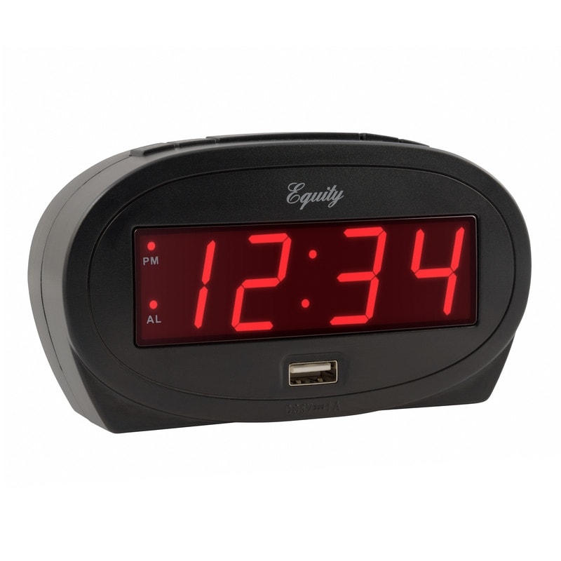 Equity by La Crosse 0.9 In. Red LED alarm clock with USB port