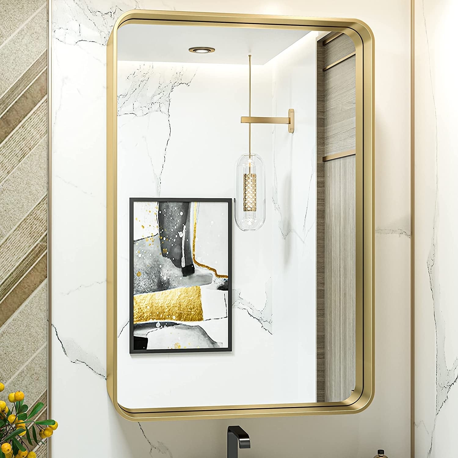 TokeShimi Modern Metal Frame Bathroom Vanity Wall Mirror