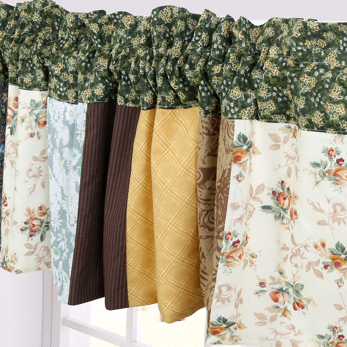 Farmhouse Country Vintage Floral Patchwork Window Valance