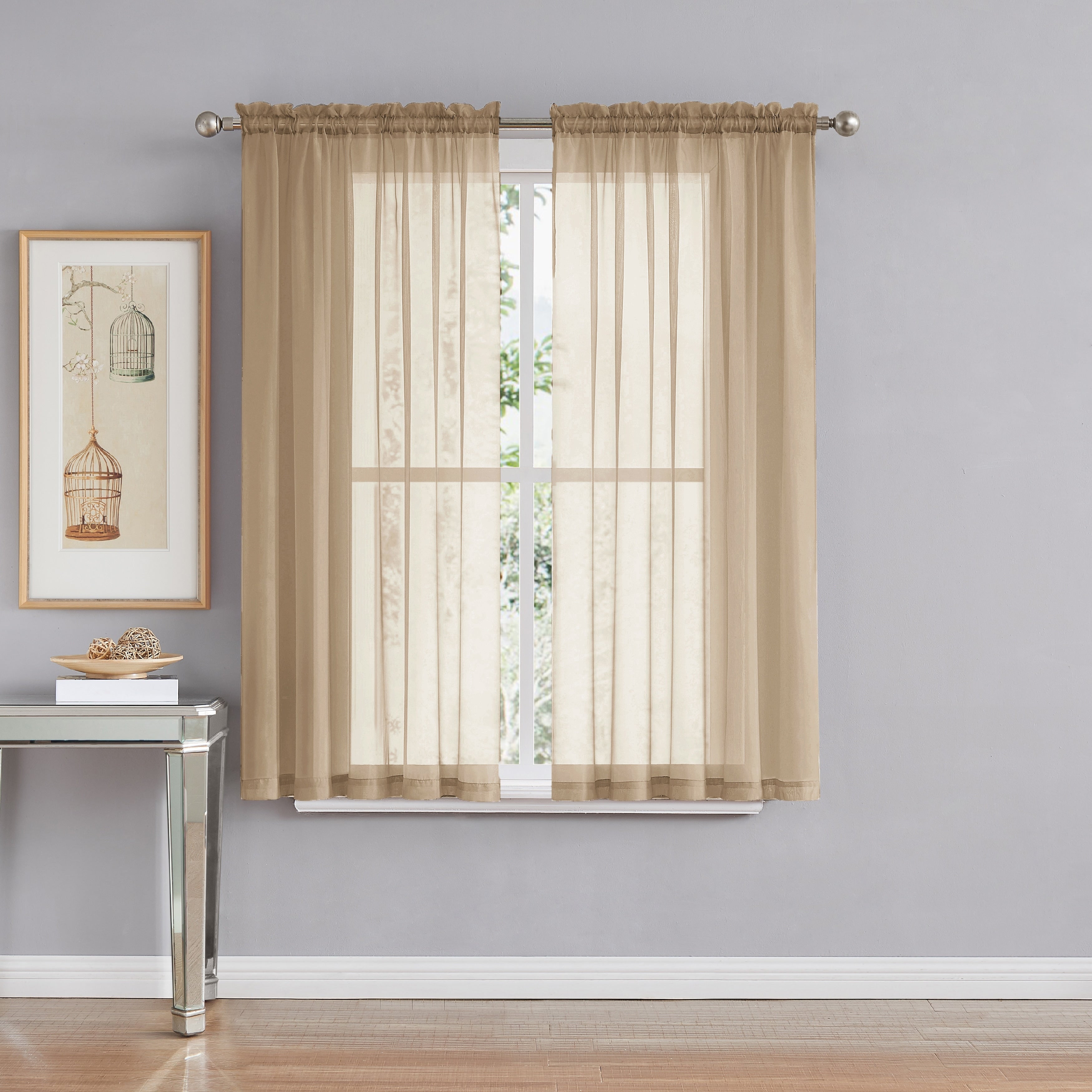 Window Elements Diamond Sheer Voile Extra Wide, 56 Inch Wide. Rod Pocket Curtain Panel