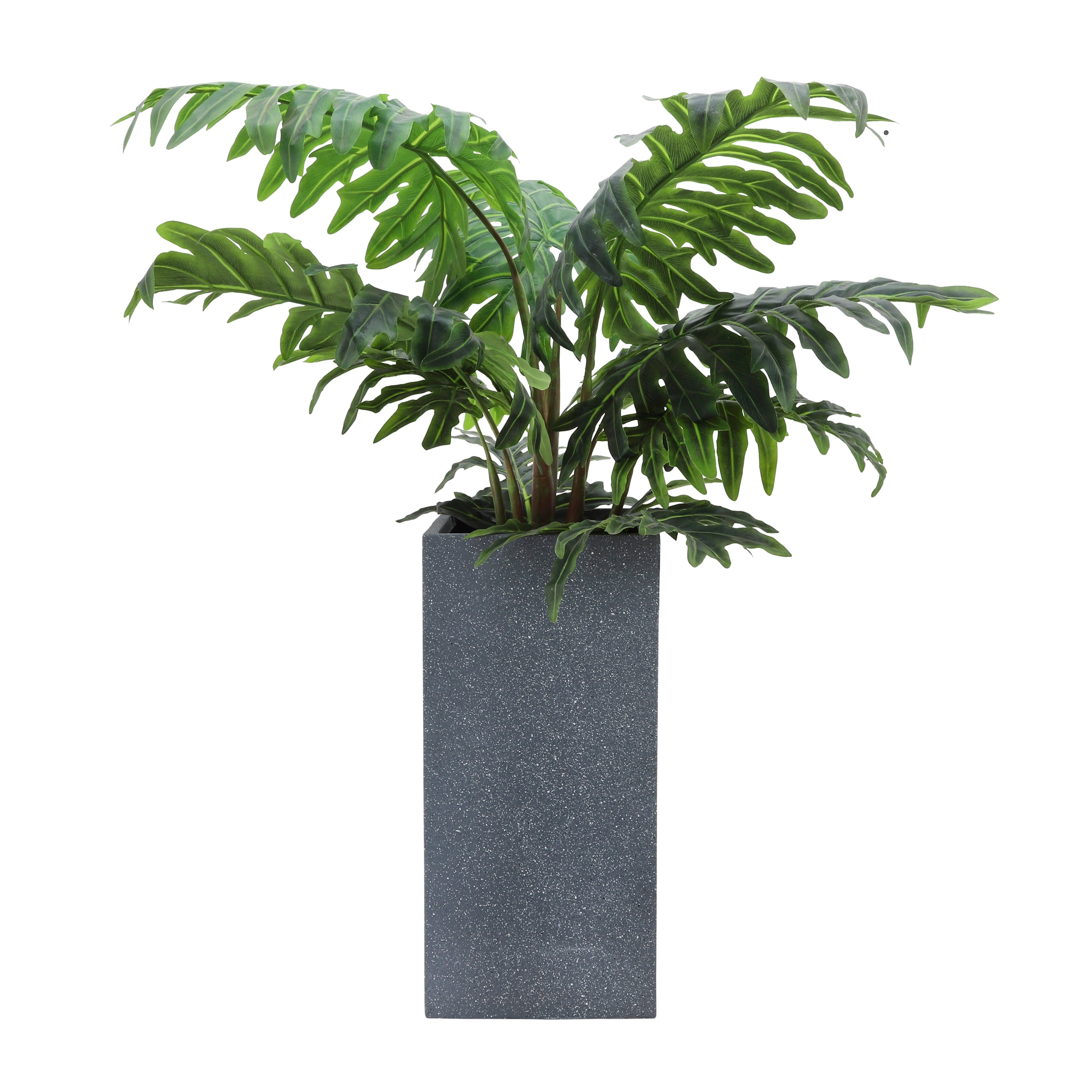 Dark Gray Resin Square Nested Planters, Set of Two, 11Lx11W 22H/13Lx11W28H, Stylish Indoor and Outdoor Plant Pots,