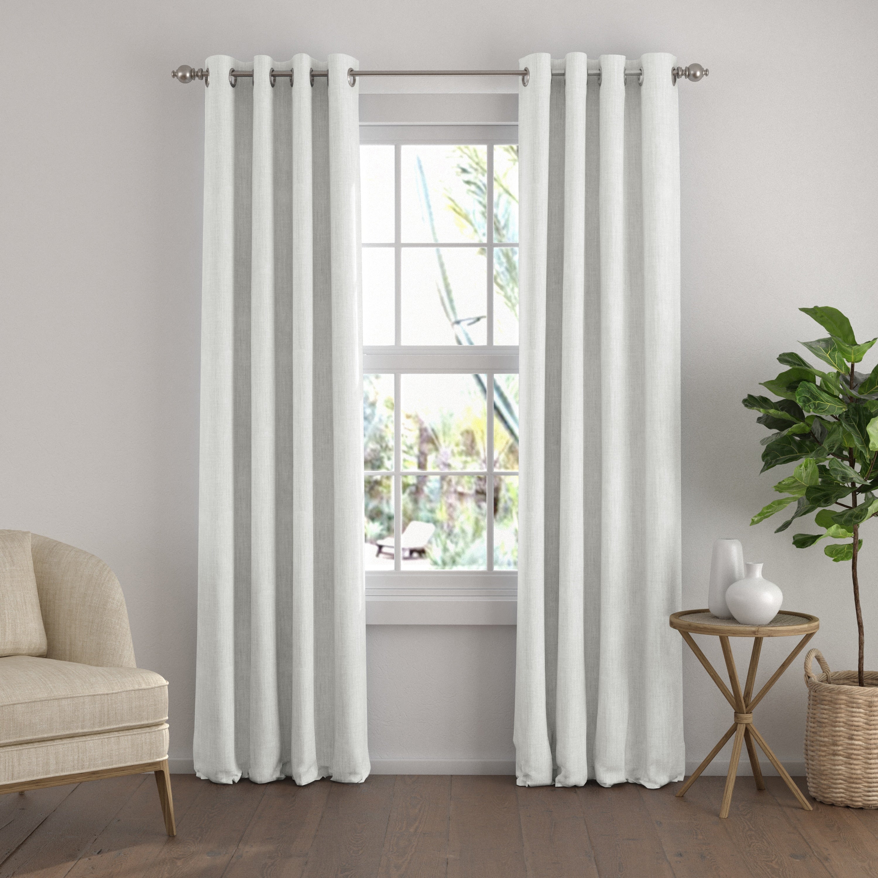 Becky Cameron Set of 2 Linen Blend Energy Saving Blackout Grommet Curtains