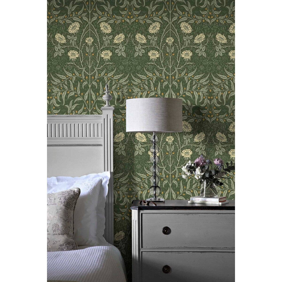 NextWall Stenciled Floral Peel and Stick Wallpaper