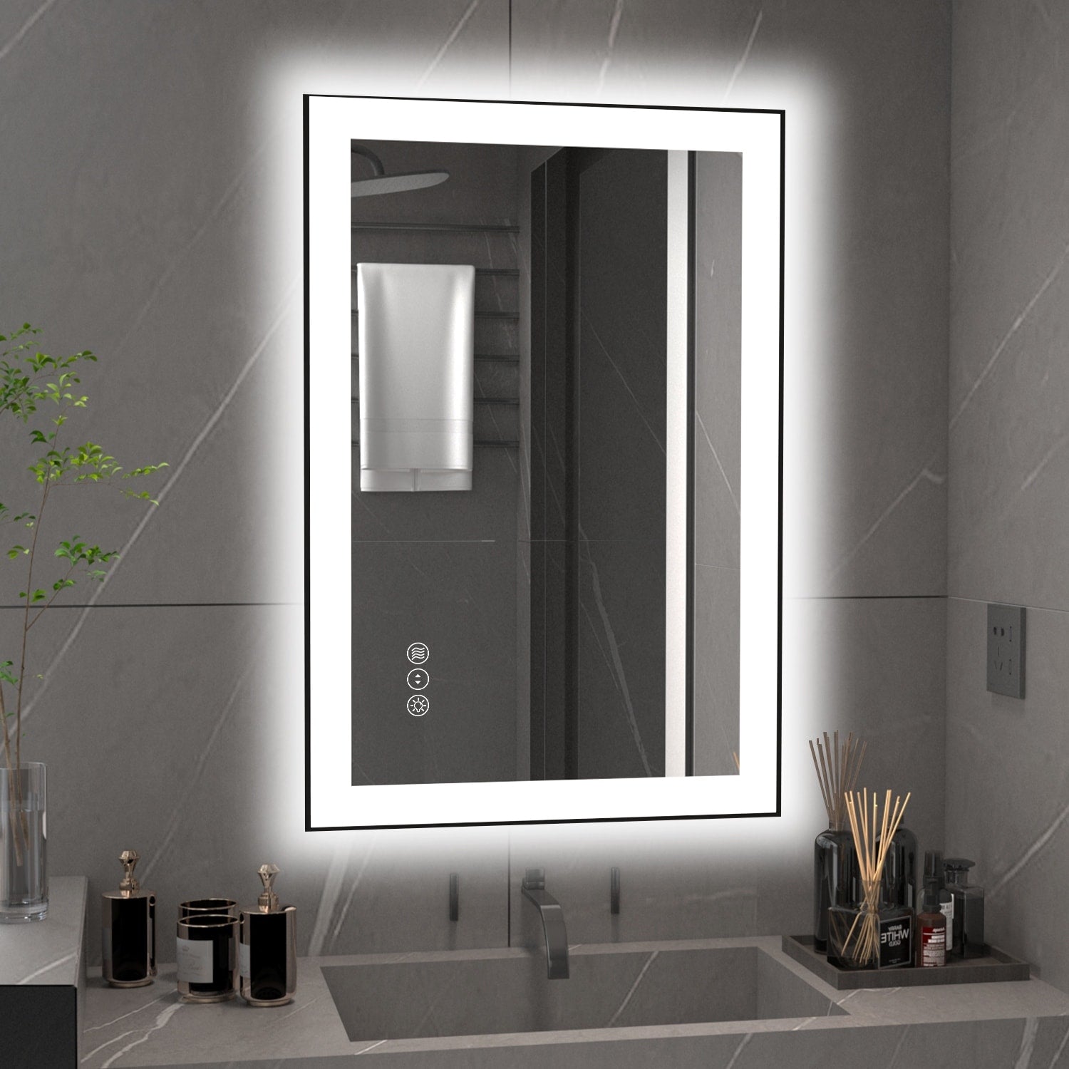 QuivaraView Premium Black Aluminum Framed LED lighting Vanity Mirrors