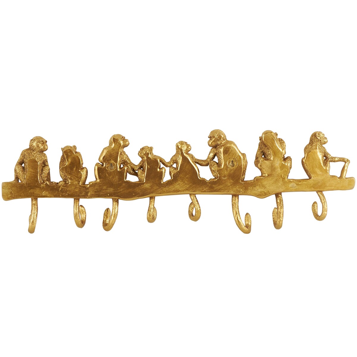 Polystone Monkey Textured 8 Hanger Wall Hook - Gold - Roche River Decor