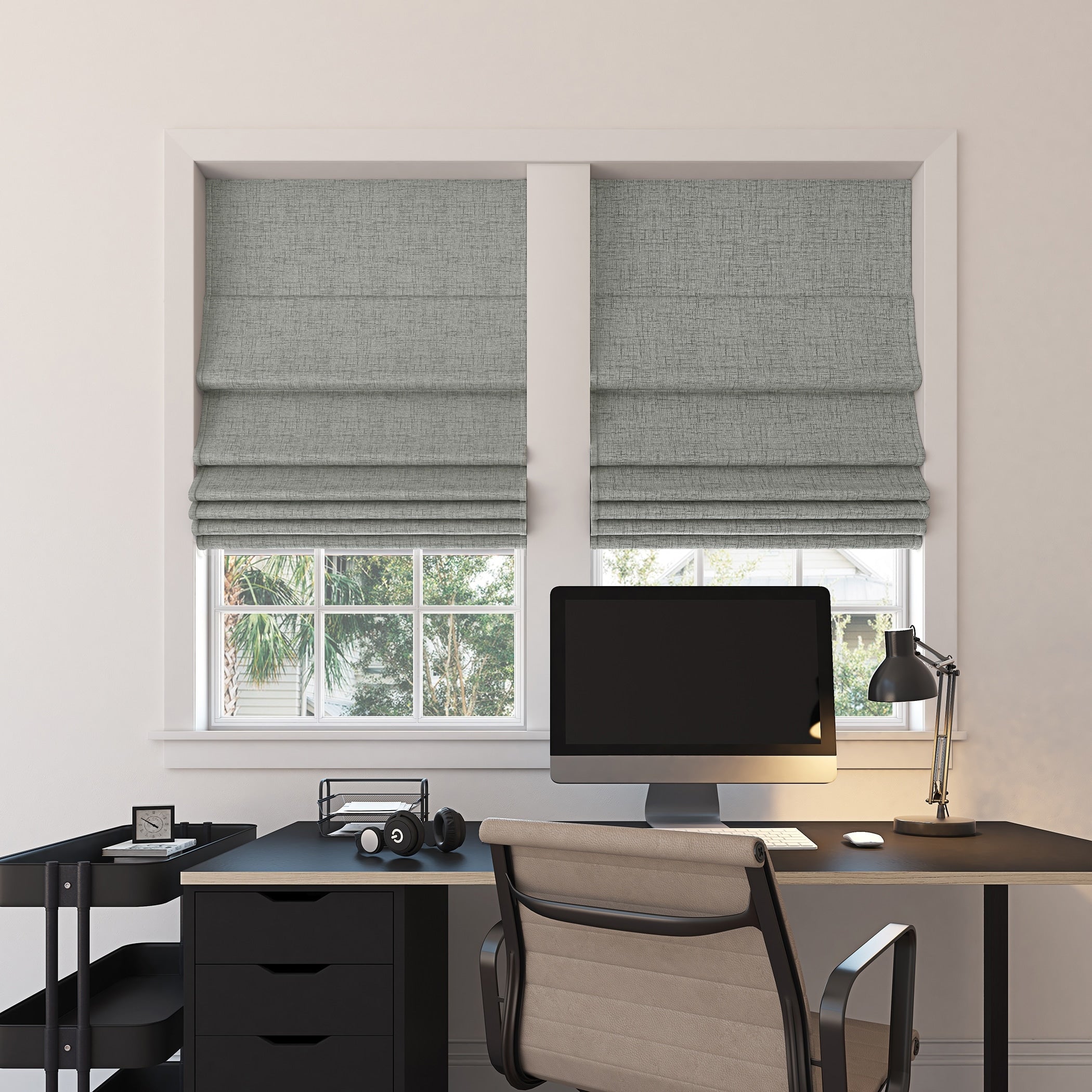 Sun Zero Somerton Textured Total Blackout Cordless Roman Shade