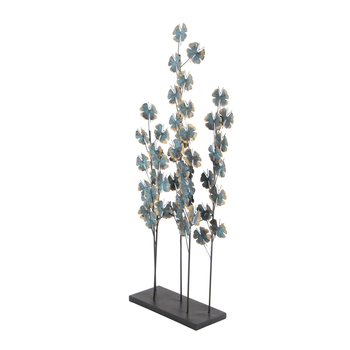 Metal Leaf Decorative Sculpture with Gold Accents - Teal - Roche River Decor