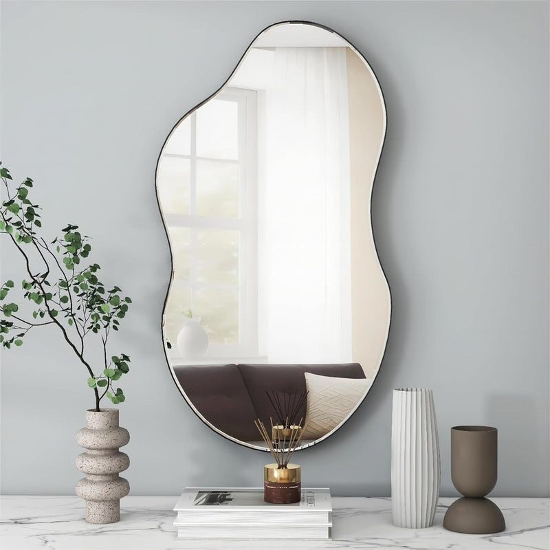 Asymmetrical Wavy Antique Accent Wall Mirror