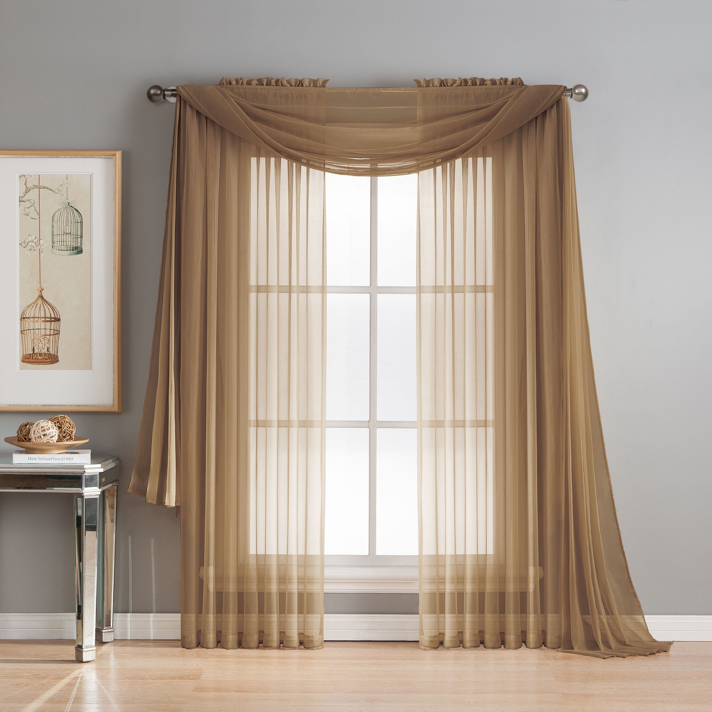 Window Elements Diamond Sheer Voile Extra Wide, 56 Inch Wide. Rod Pocket Curtain Panel