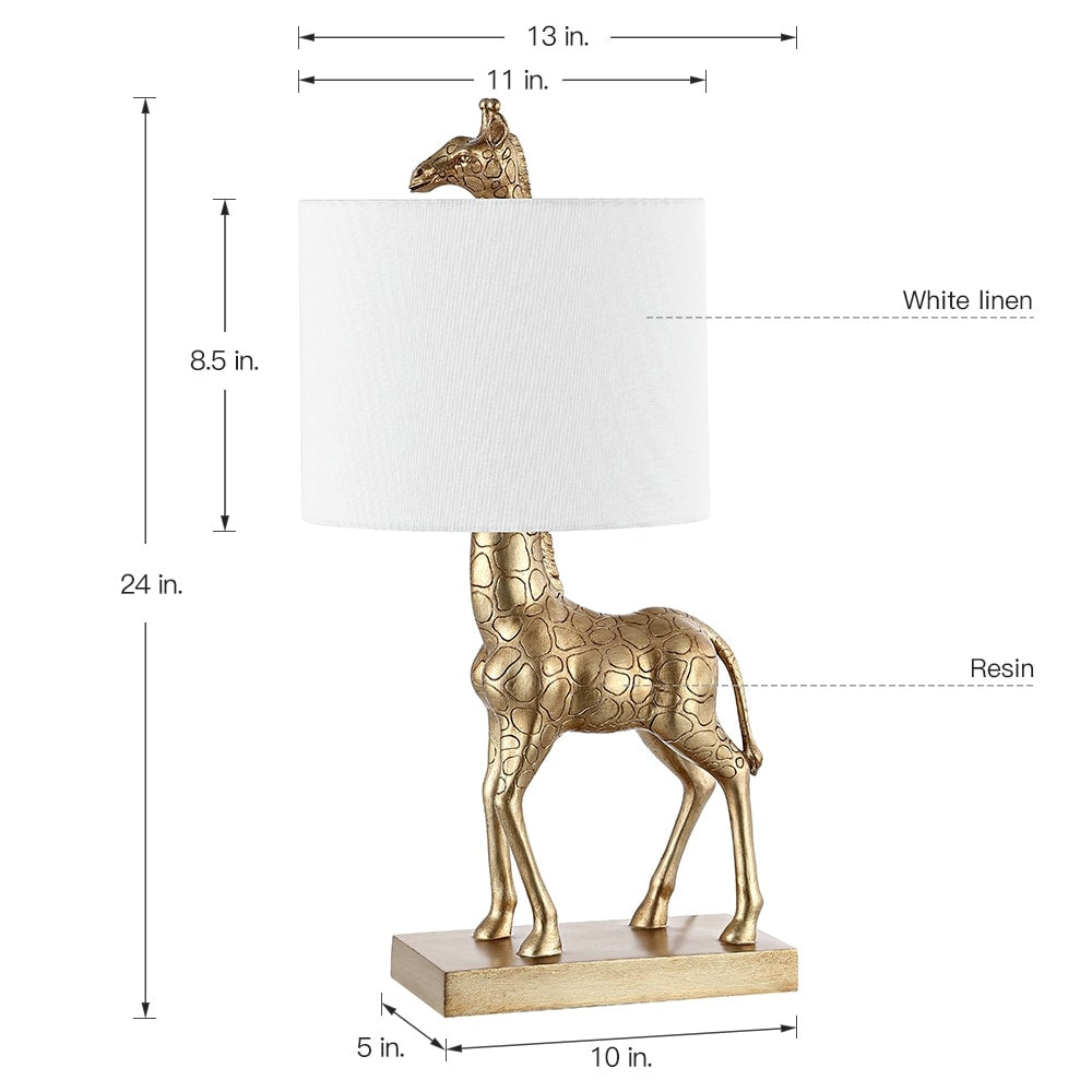 Aaliyah 24in Antique Gold Giraffe Table Lamp with White Linen Shade - 24H