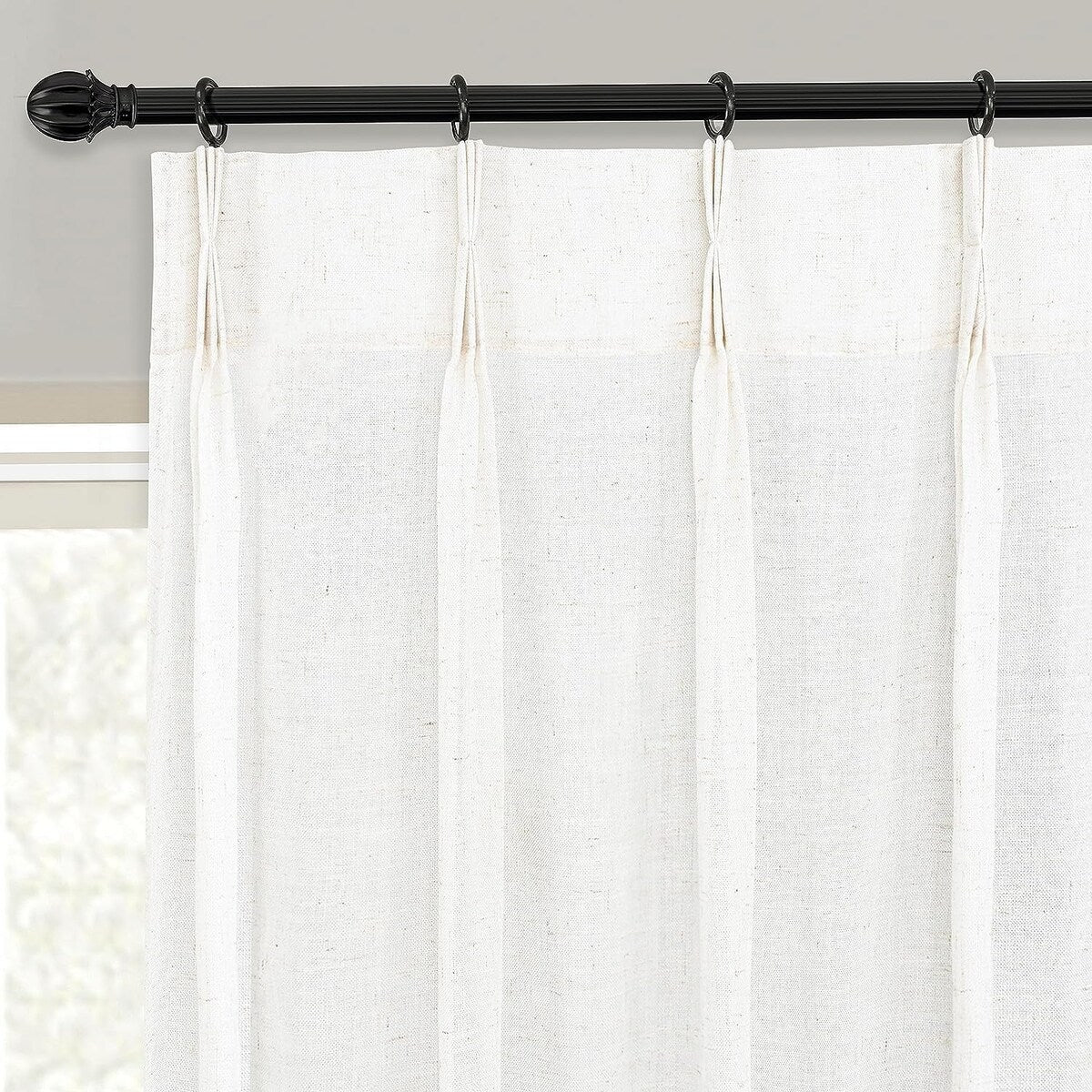 DriftAway Pinch Pleat Linen Textured Semi Sheer Solid Curtains Back Tabs