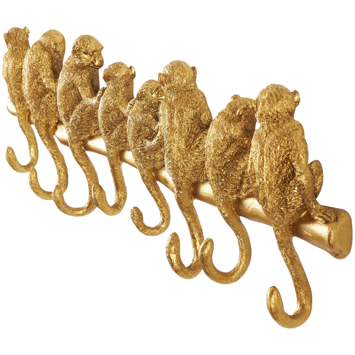 Polystone Monkey Textured 8 Hanger Wall Hook - Gold - Roche River Decor