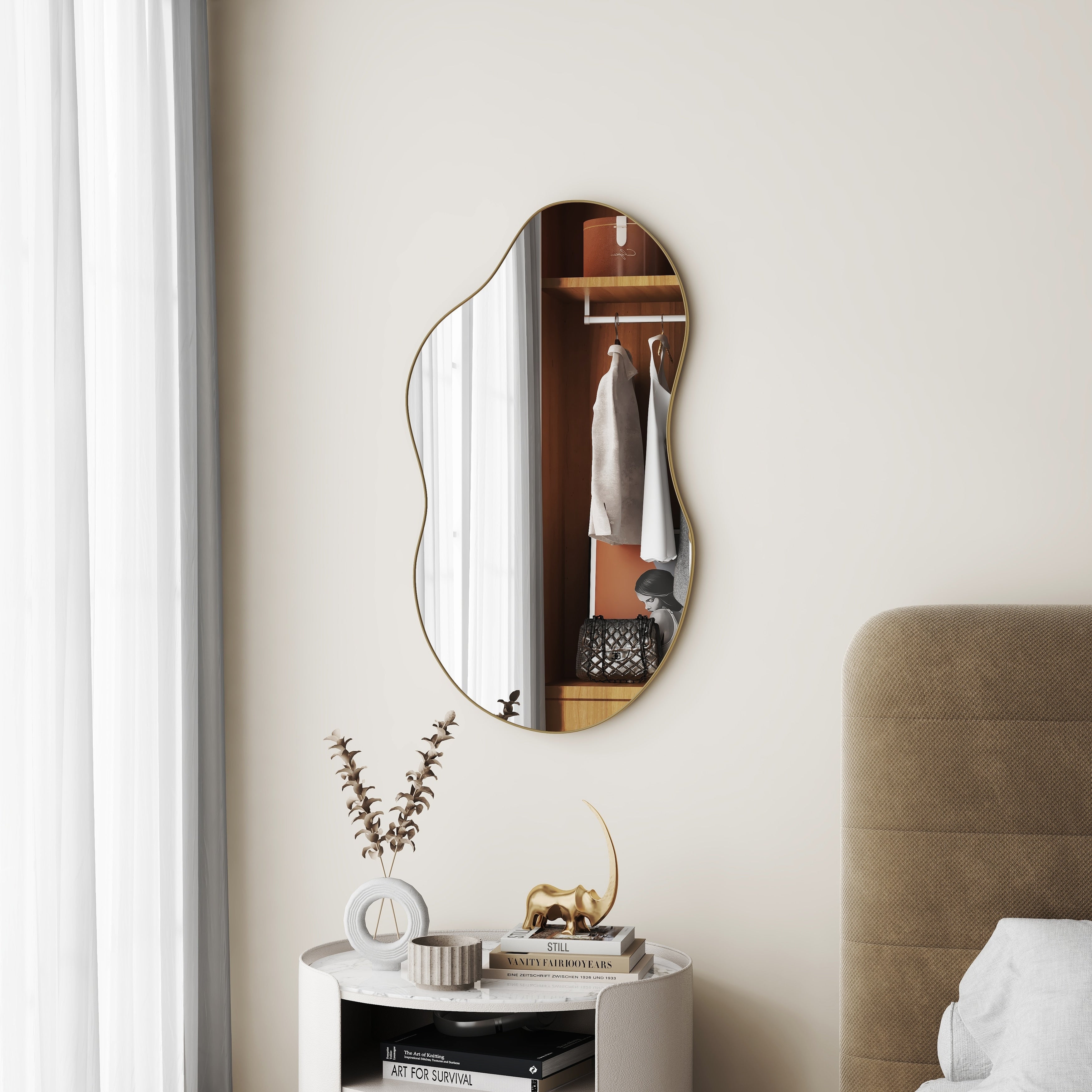 Asymmetrical Wavy Antique Accent Wall Mirror