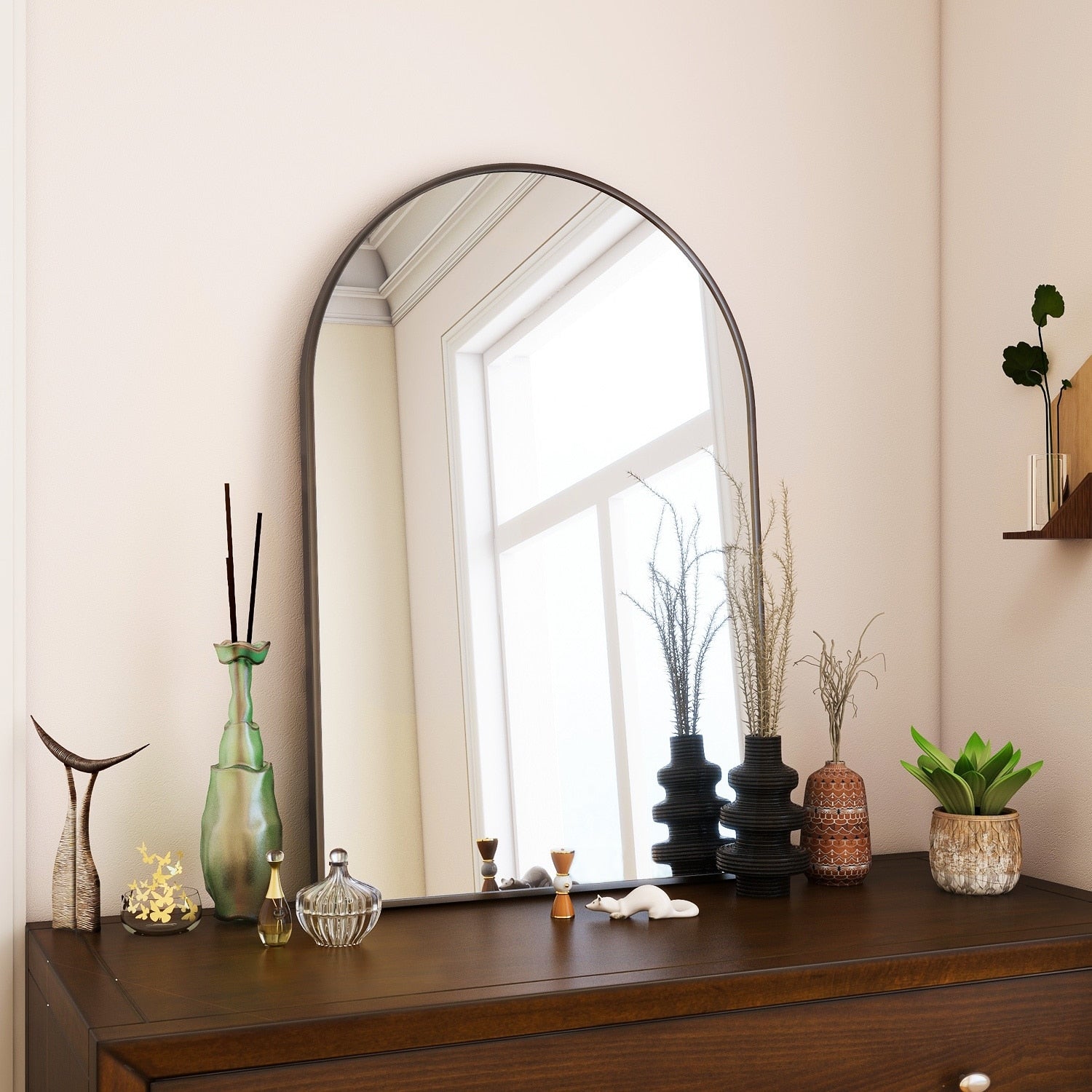 Bathroom Mirror Arch-Top Wall Mounted Decor Mirror