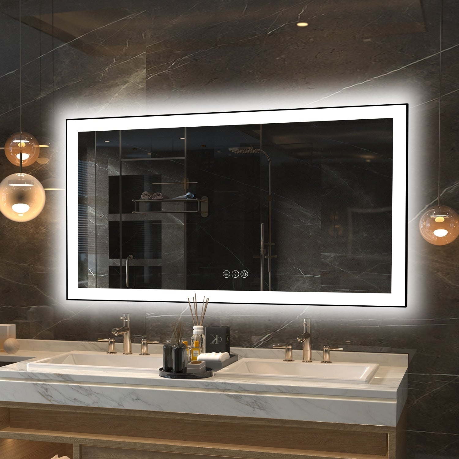 QuivaraView Premium Black Aluminum Framed LED lighting Vanity Mirrors