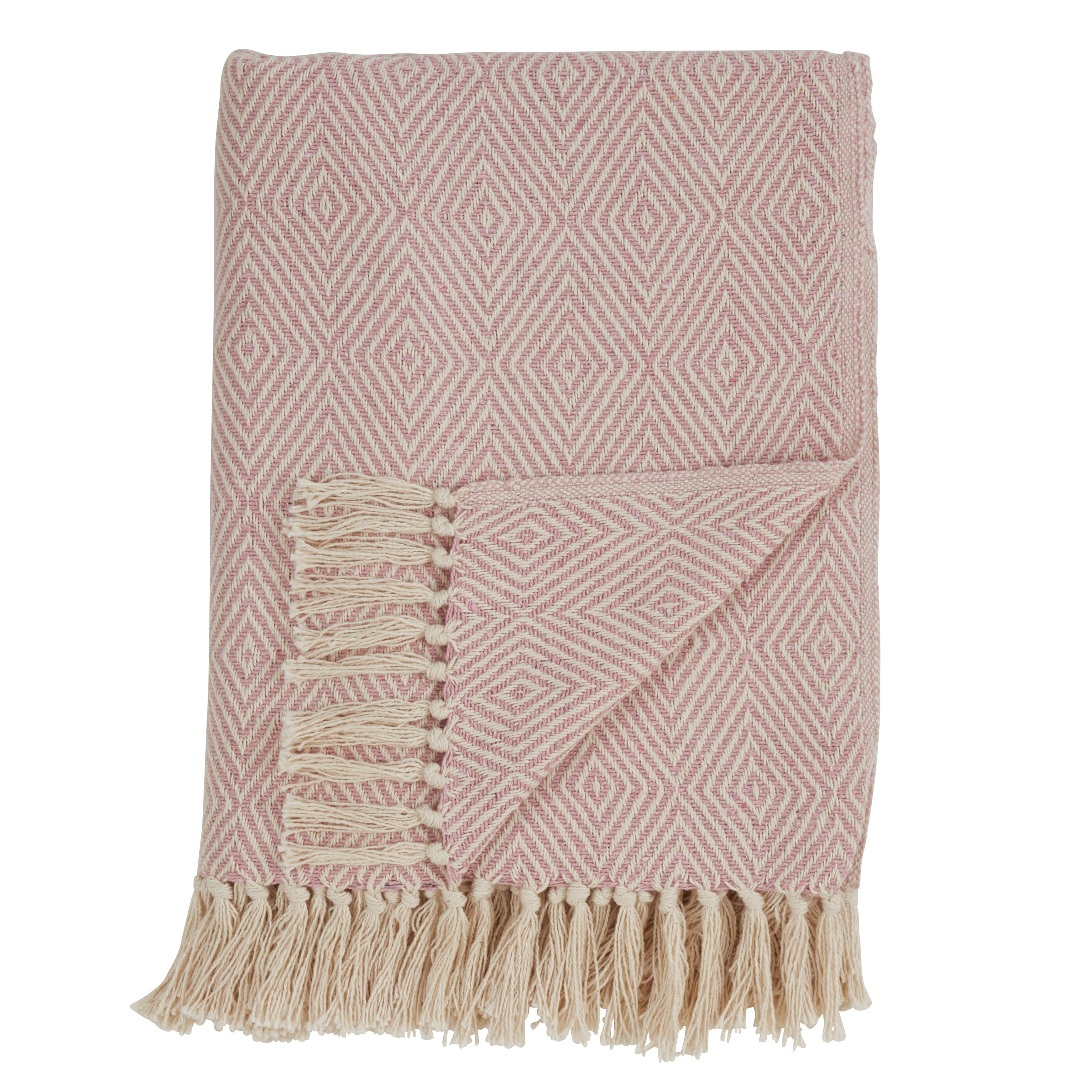 Cotton Throw Blanket with Diamond Weave Design