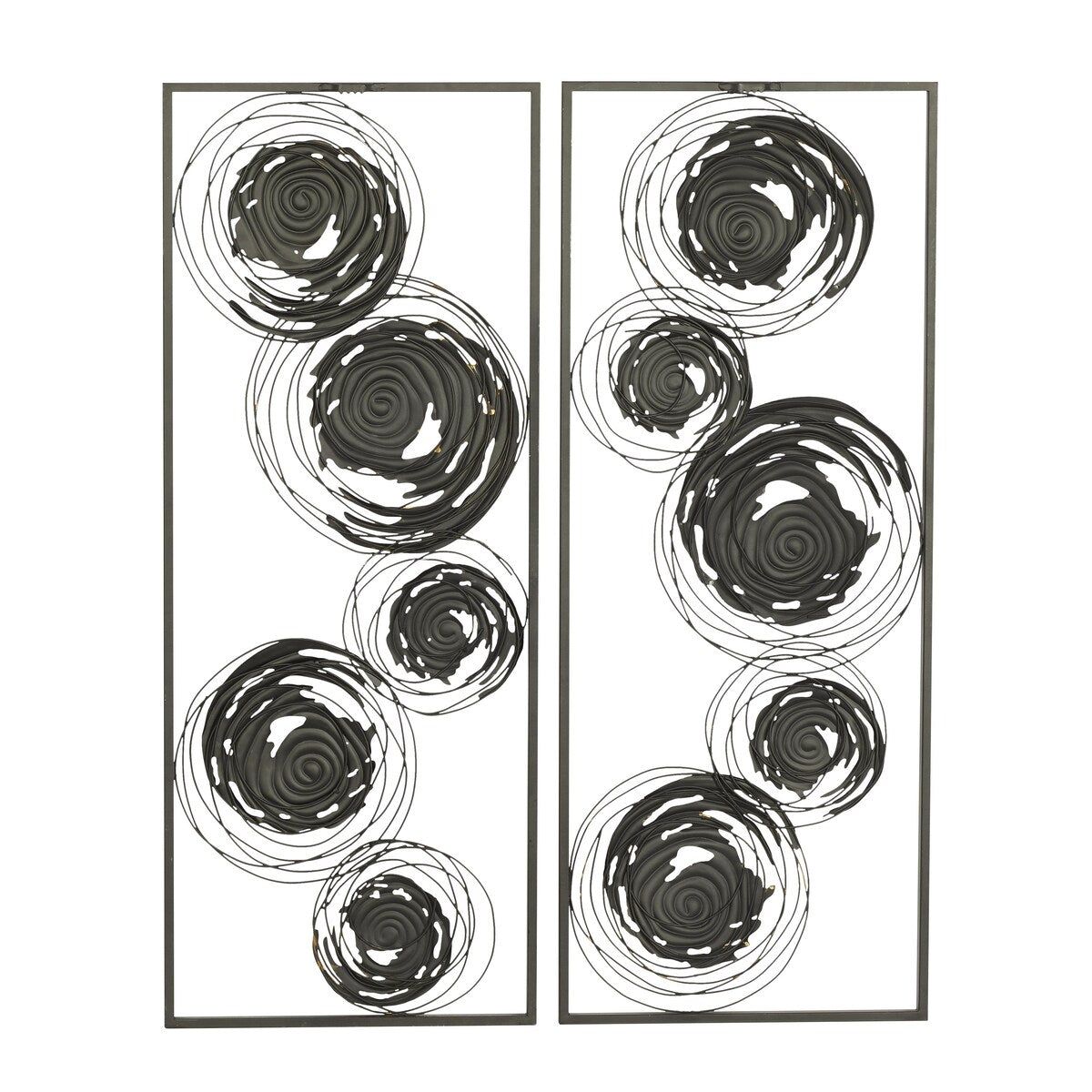 Metal Abstract Home Wall Decor - Set of 2 Black - Roche River Decor