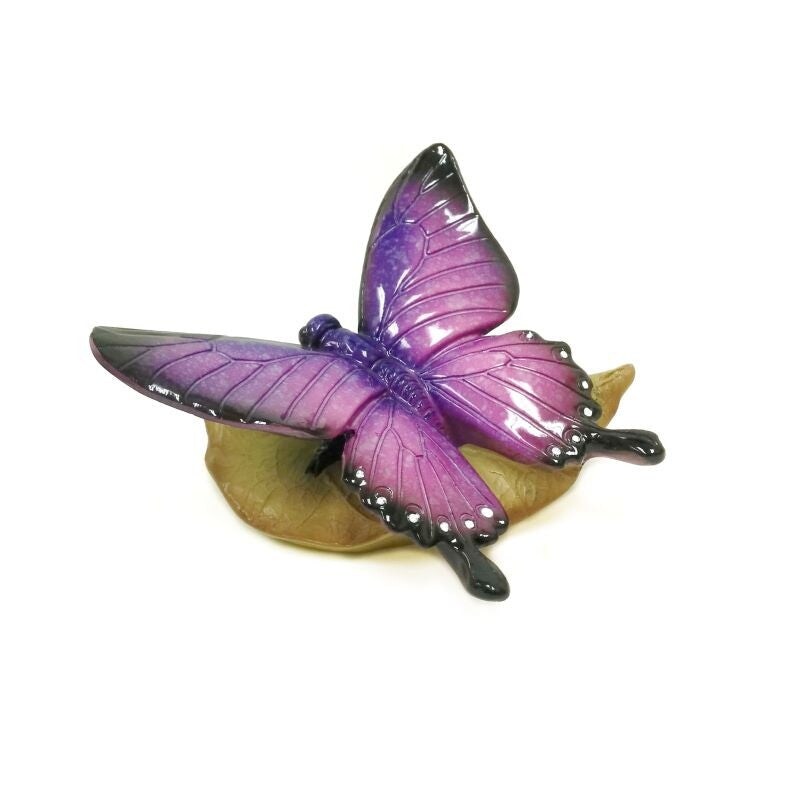 Purple Butterfly On A Leaf Figurine