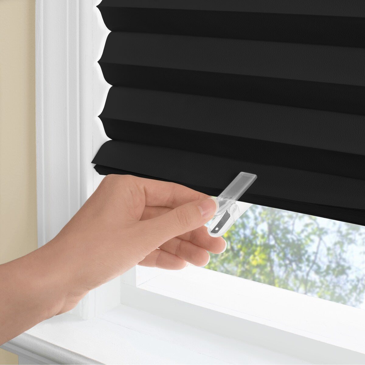 Cordless 1-2-3 Vinyl Room Darkening Pleated Window Shade