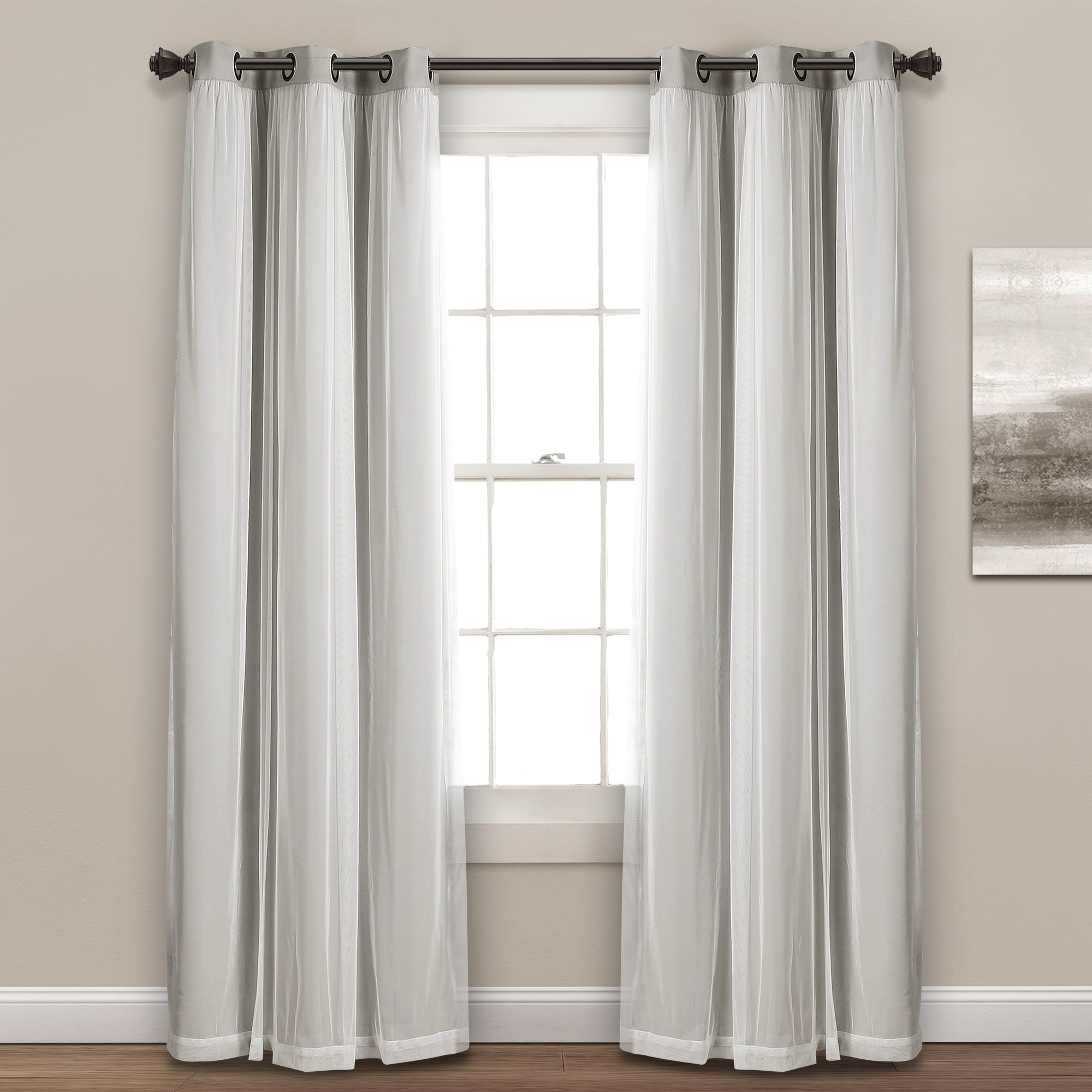 Lush Decor Grommet Sheer Panel Pair with Insulated Blackout Lining