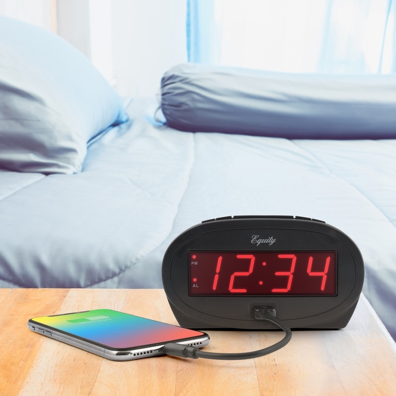 Equity by La Crosse 0.9 In. Red LED alarm clock with USB port