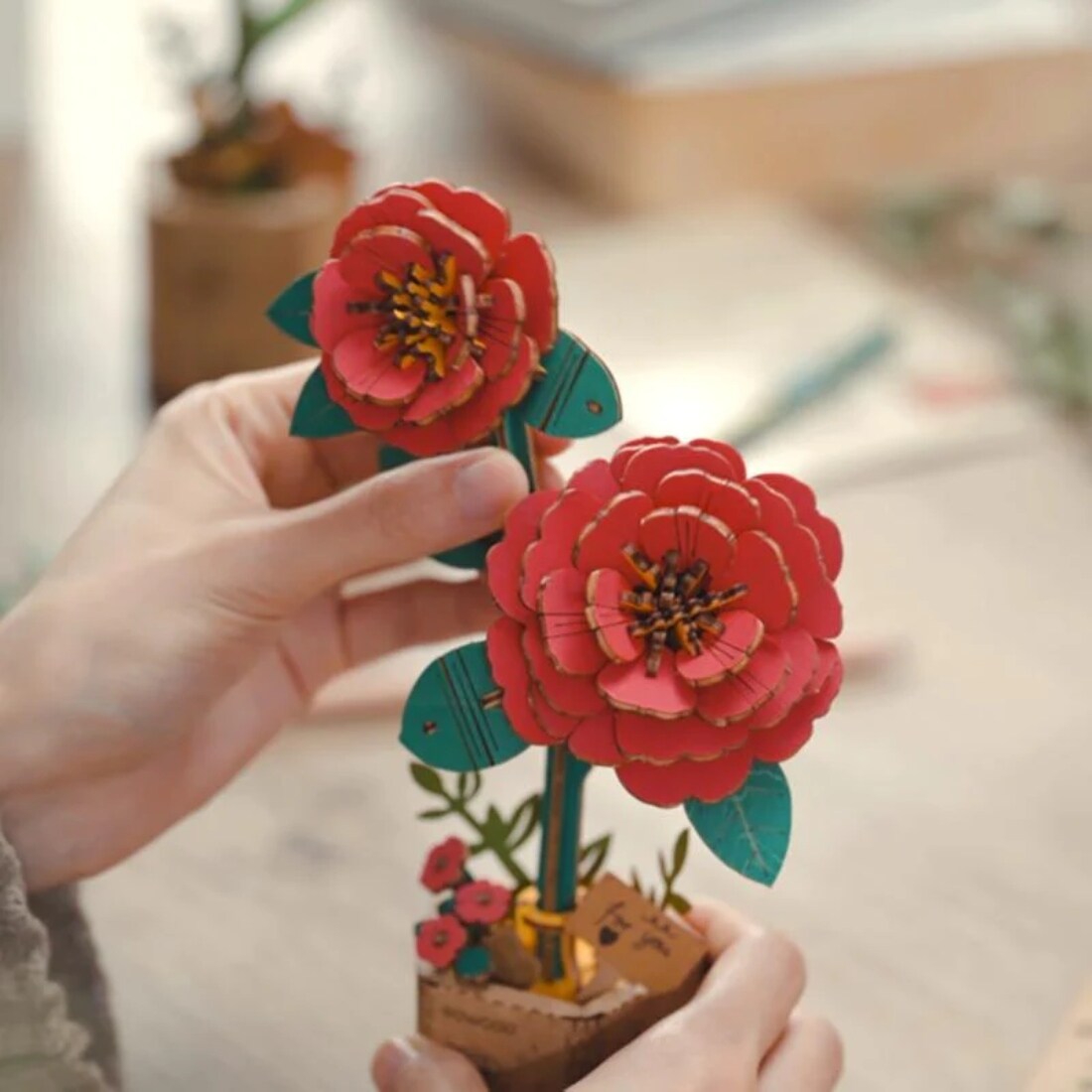 DIY 3D Wood Flower Puzzles