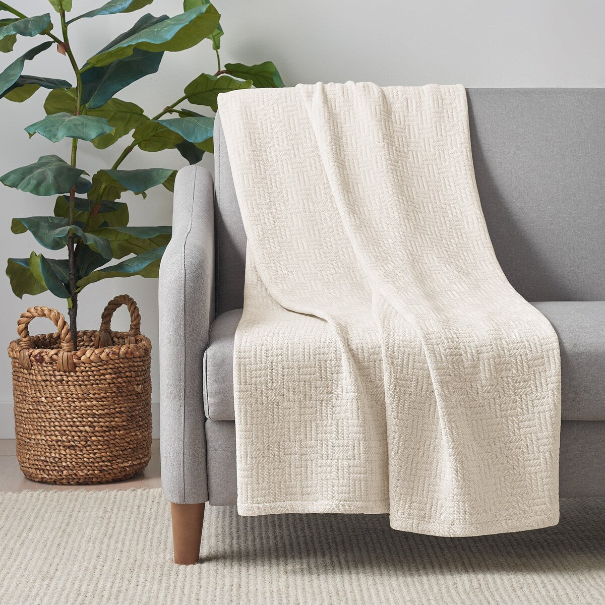 Host & Home Basketweave Cotton Blanket