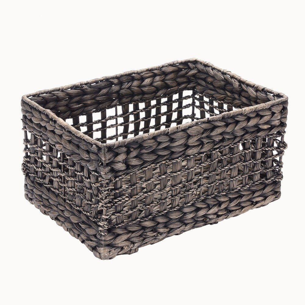 Villacera Rectangle Hand Weaved Wicker Baskets Natural Seagrass Bins Set of 2