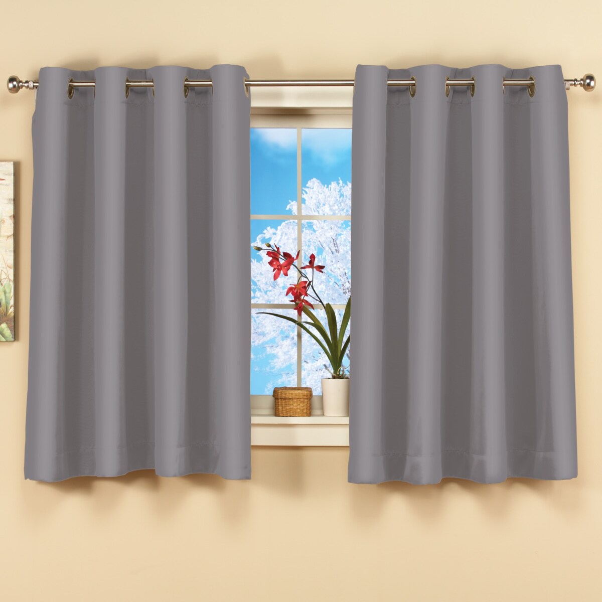 Short Blackout Window Curtain Panel with Easy Open-Close