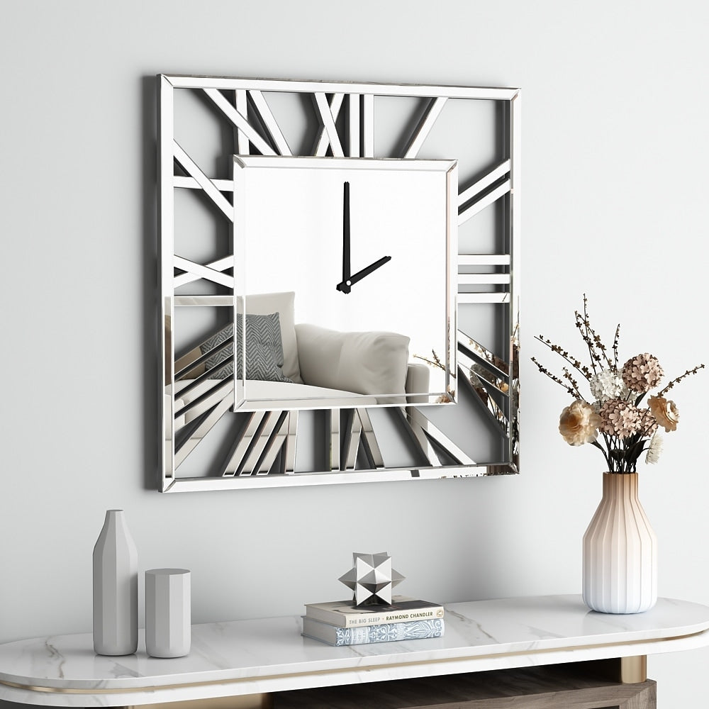 Large Wall Clocks Modern Mirrored Clock