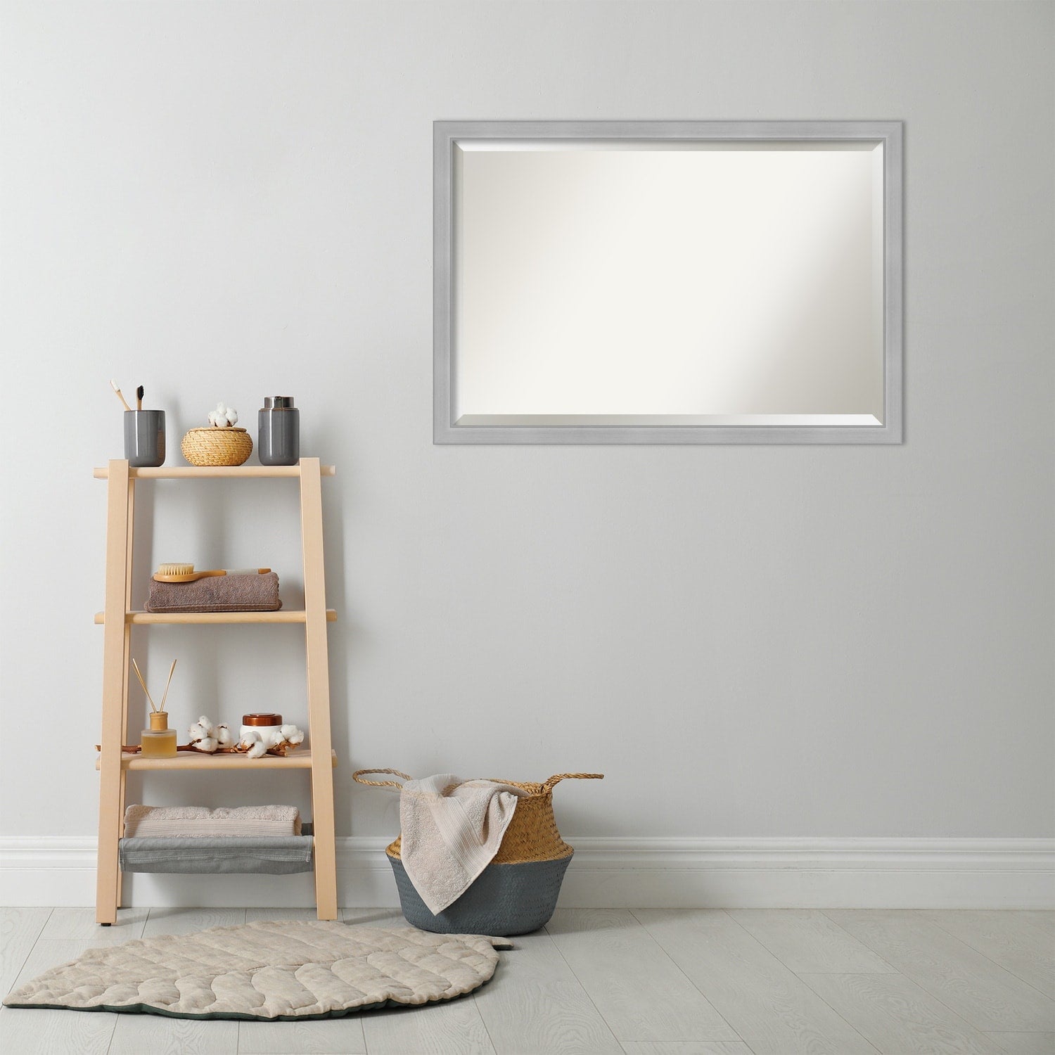 Beveled Bathroom Wall Mirror - Vista Brushed Nickel Frame