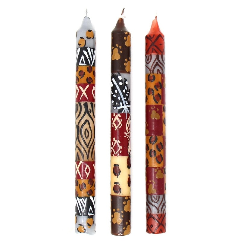 Handmade Dinner Taper Candles Uzima Design, Set of 3 (South Africa)