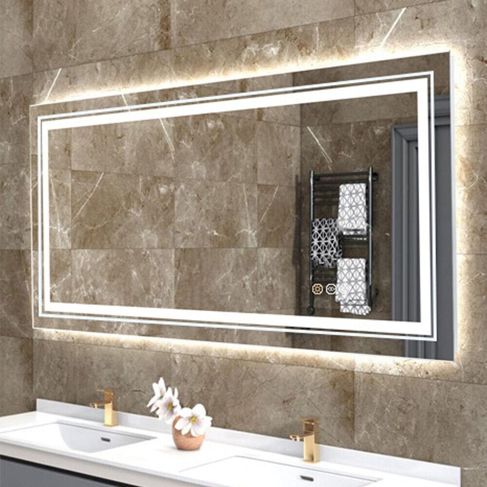 Extra Large LED Lighted Bathroom Mirror Wall Anti-Fog Vanity 3 Colors