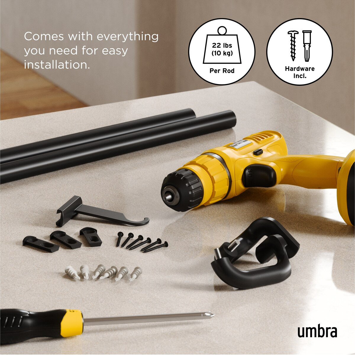 Umbra TWLIGHT Room-Darkening Curtain Rod