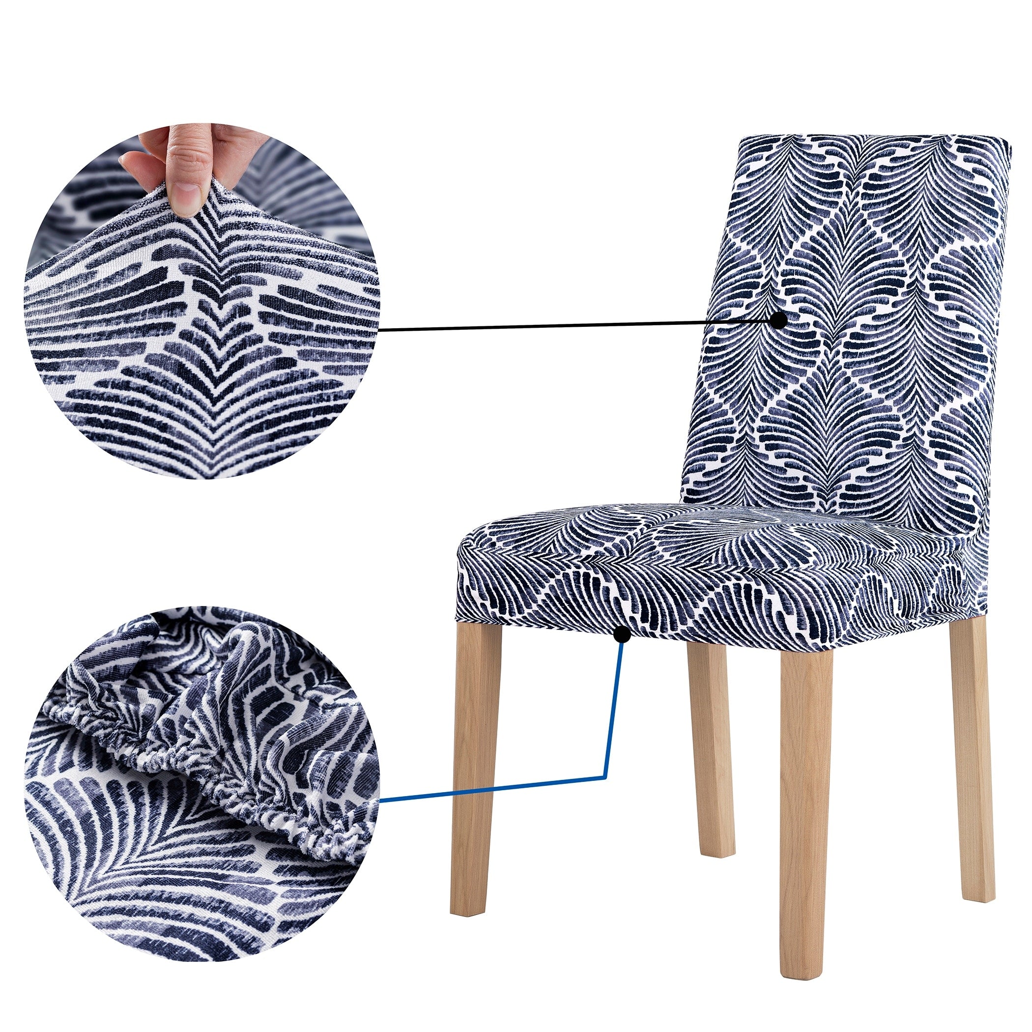 No. 918 Selene 2-pack Ogee Print Stretch Fit Elastic Dining Chair Cover Pair - 28 x 39