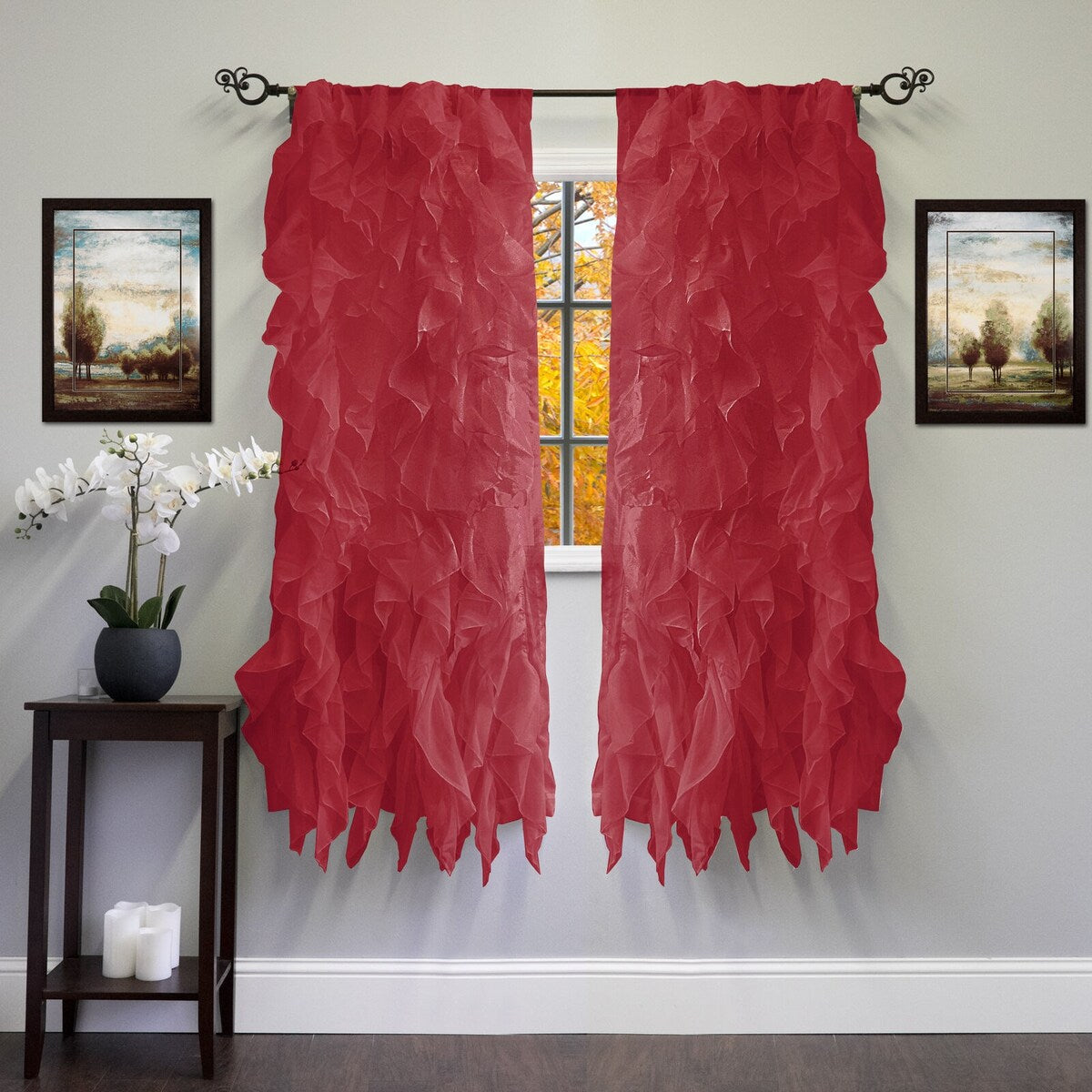 Chic Sheer Voile Vertical Ruffled Window Curtain