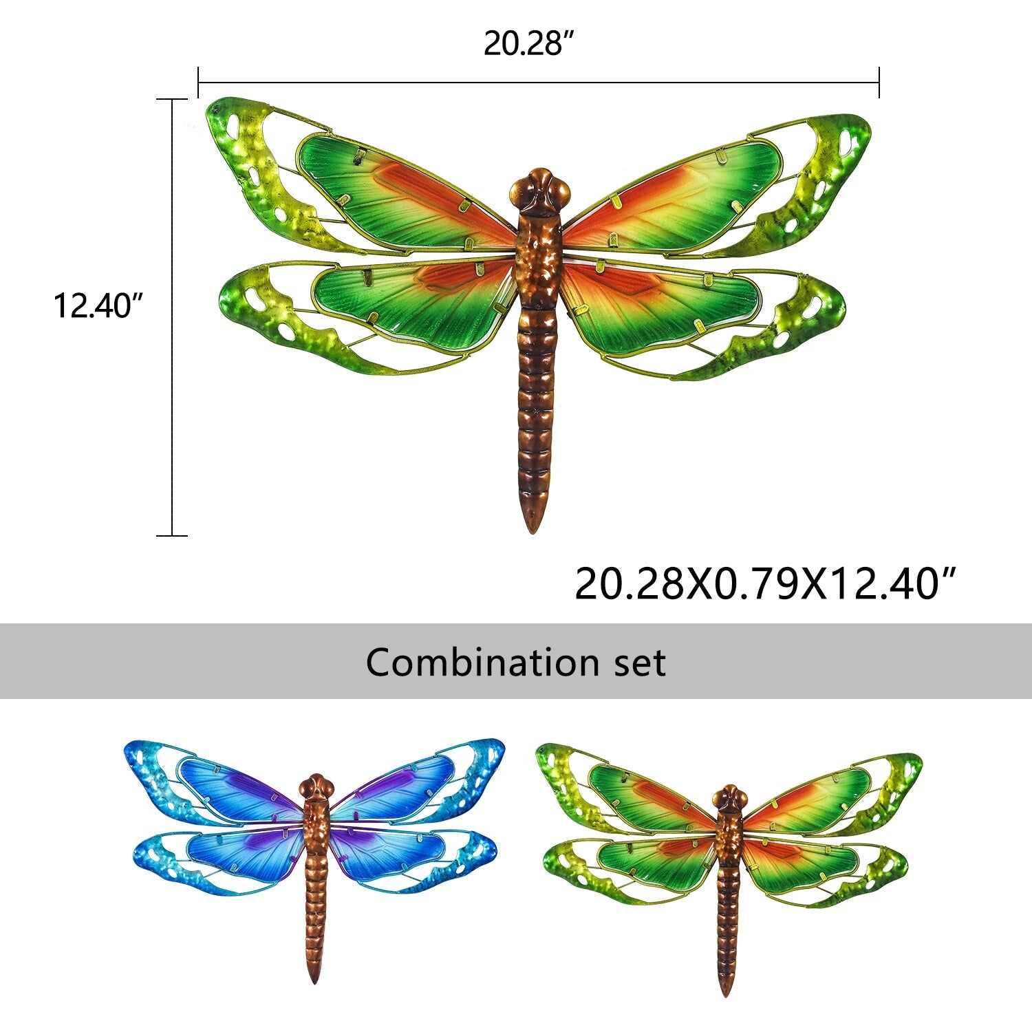 Adeco Set of 2 Metal Dragonfly Wall Decor Sculptures