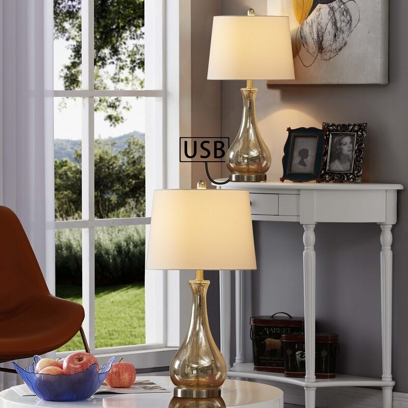 27.25 Table Lamp Set with USB (Set of 2)