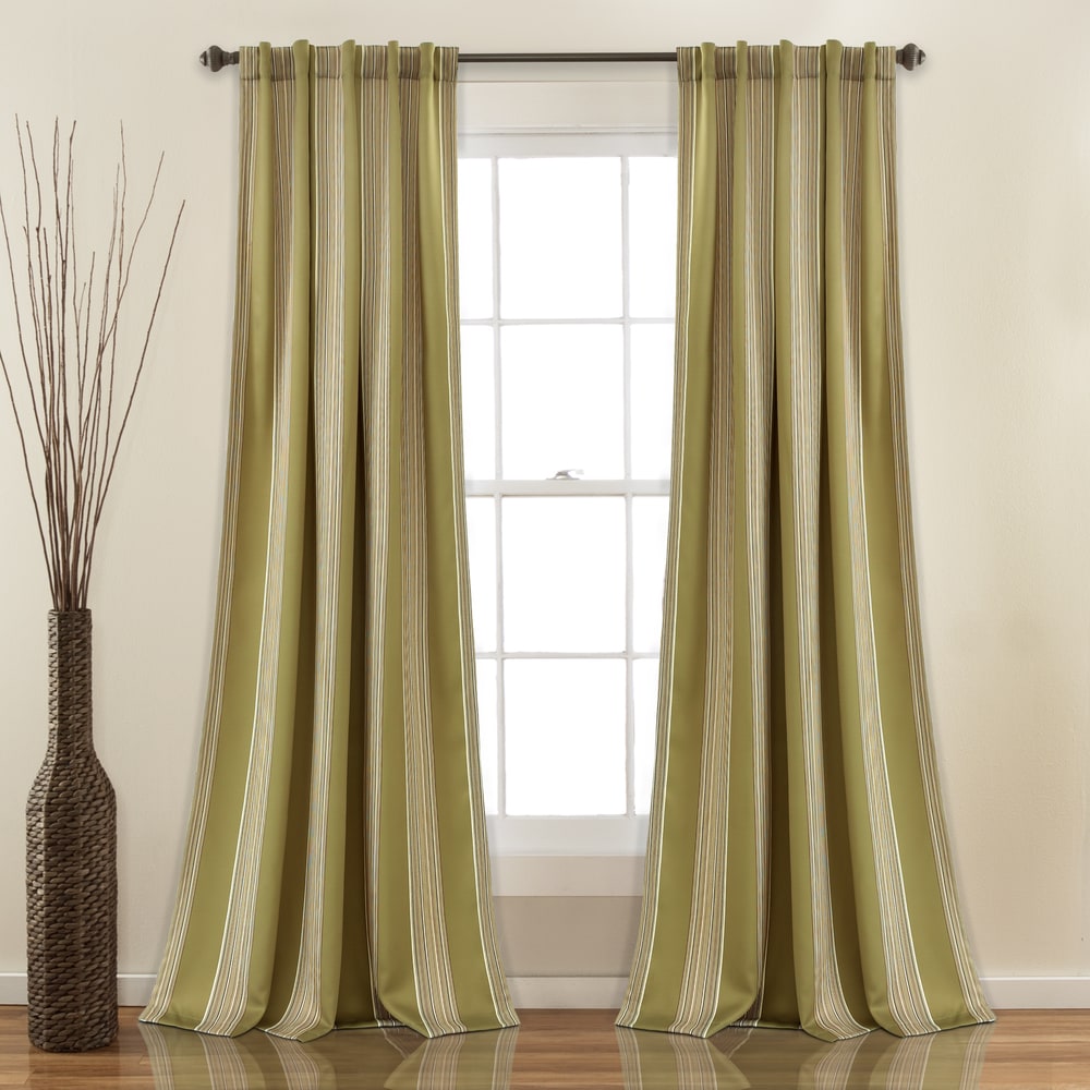 Lush Decor Julia Striped Room Darkening Window Curtain Panel Pair