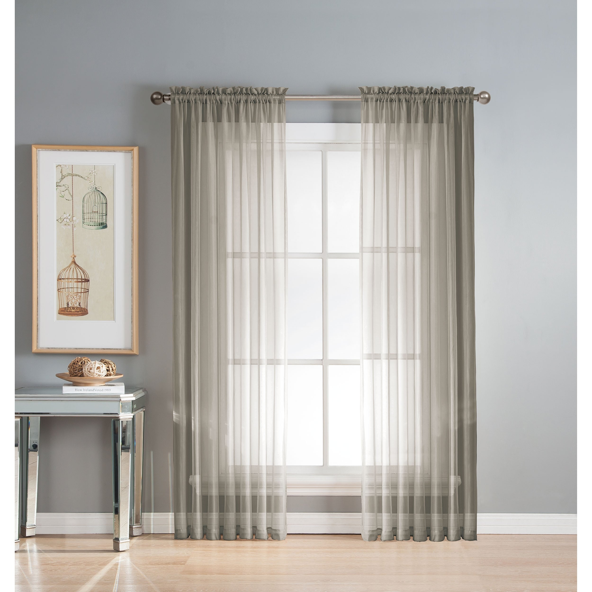 Window Elements Diamond Sheer Voile Extra Wide, 56 Inch Wide. Rod Pocket Curtain Panel