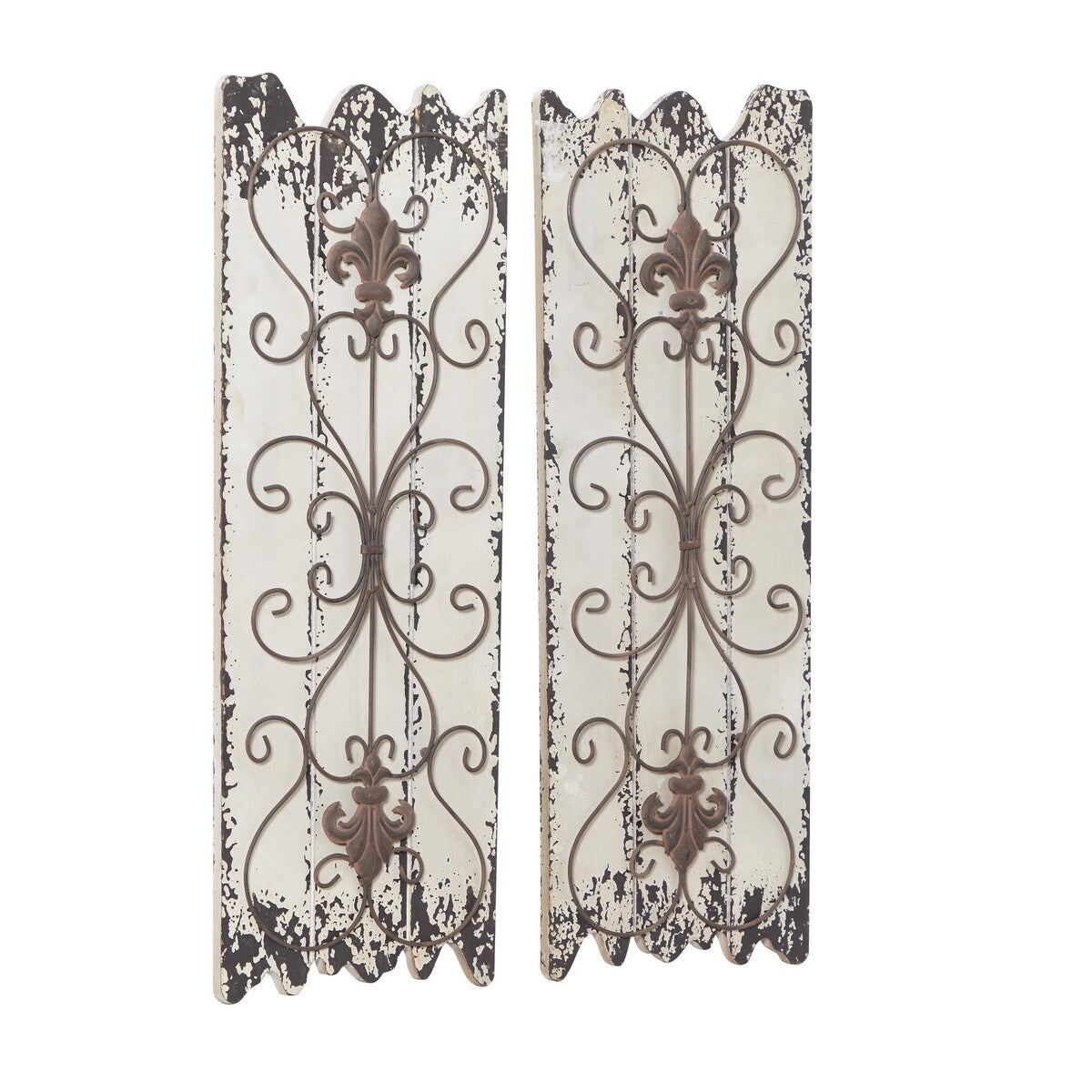 Wooden Scroll Arabesque Home Wall Decor - Set of 2 White - Roche River Decor