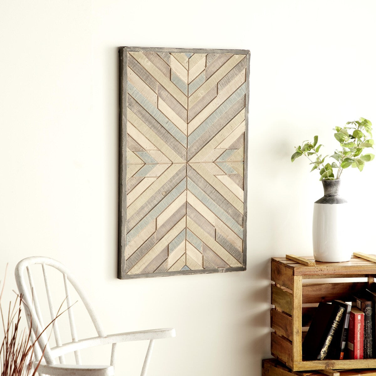 Wood Geometric Handmade Southwestern Inspired Arrow Panel Home Wall Decor with Blue Tones - Multi Colored - Roche River Decor