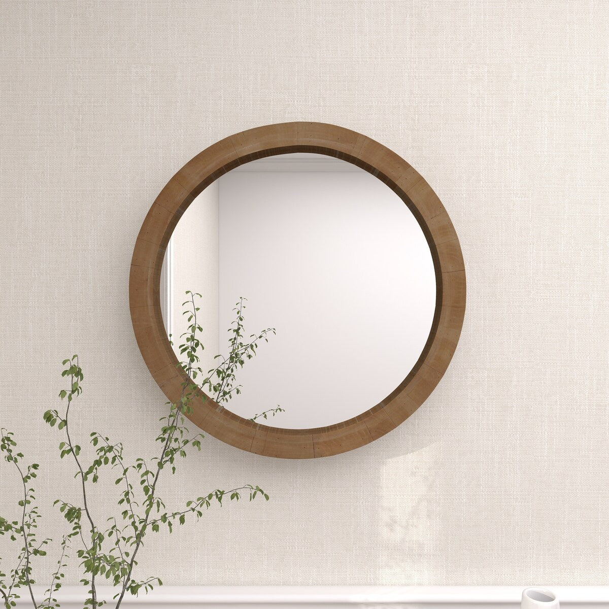 Wood Minimalistic Room Wall Mirror - Brown - Roche River Decor