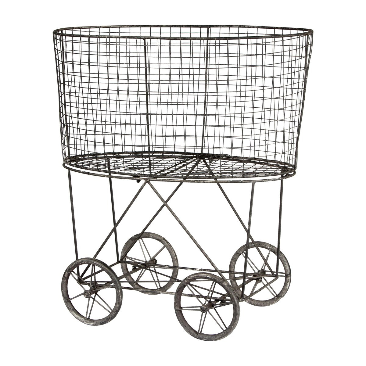 Metal Rolling Laundry Cart with Rack