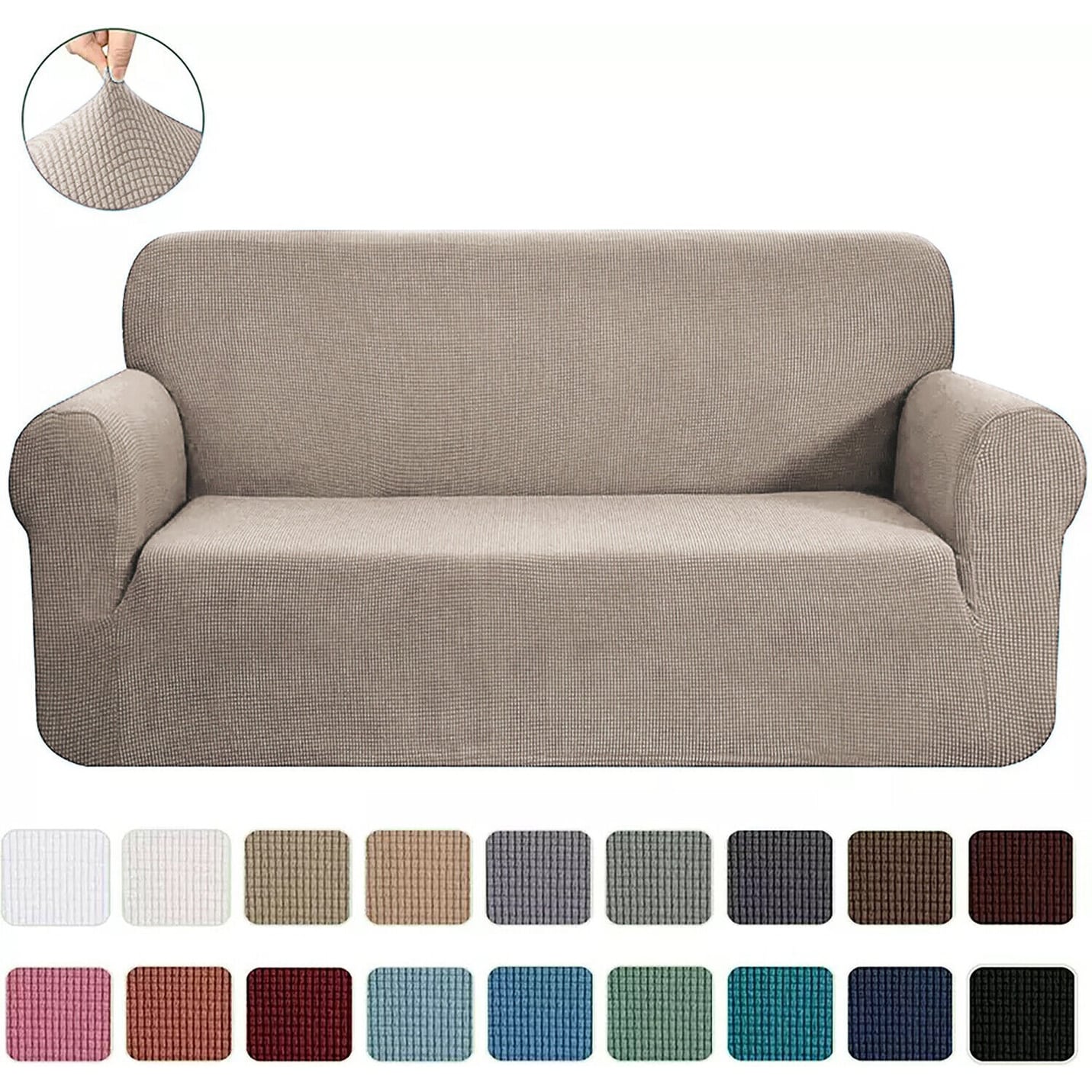 2-Piece Set Slipcover Sofa & Loveseat Cover Protector 4-Way Stretch Elastic - 96 x 74