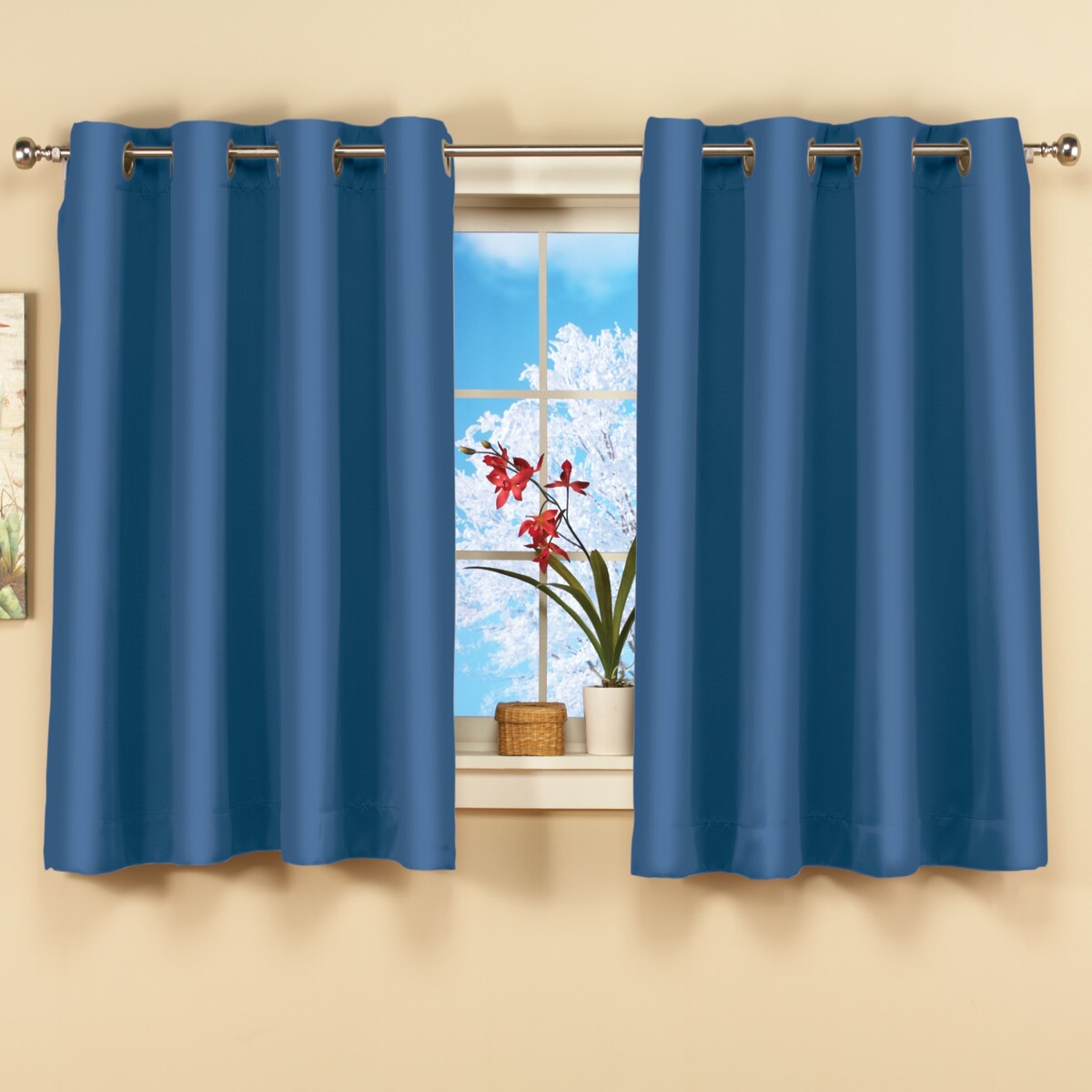 Short Blackout Window Curtain Panel with Easy Open-Close