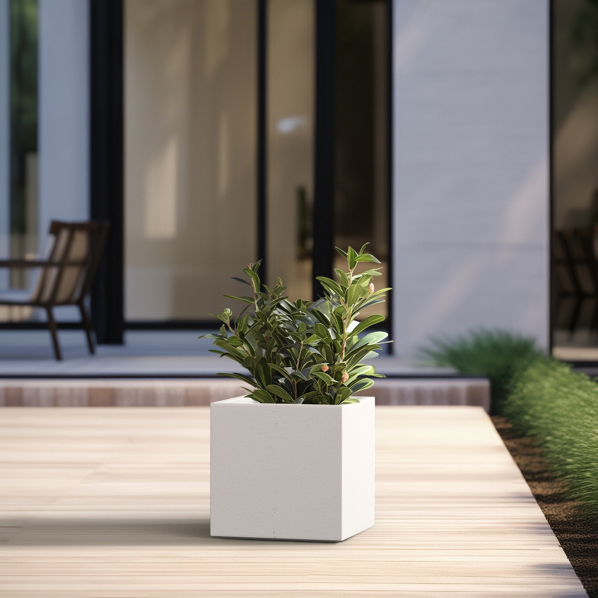 Tall Concrete Square Plant boxes / Large Indoor and Outdoor flower Planters