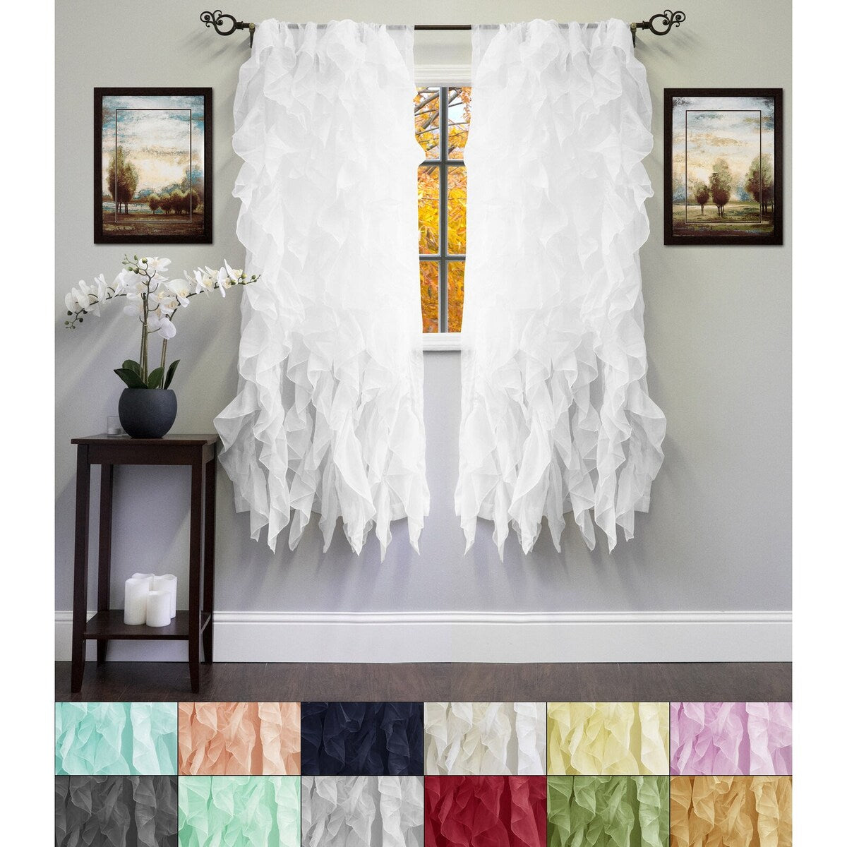 Chic Sheer Voile Vertical Ruffled Window Curtain