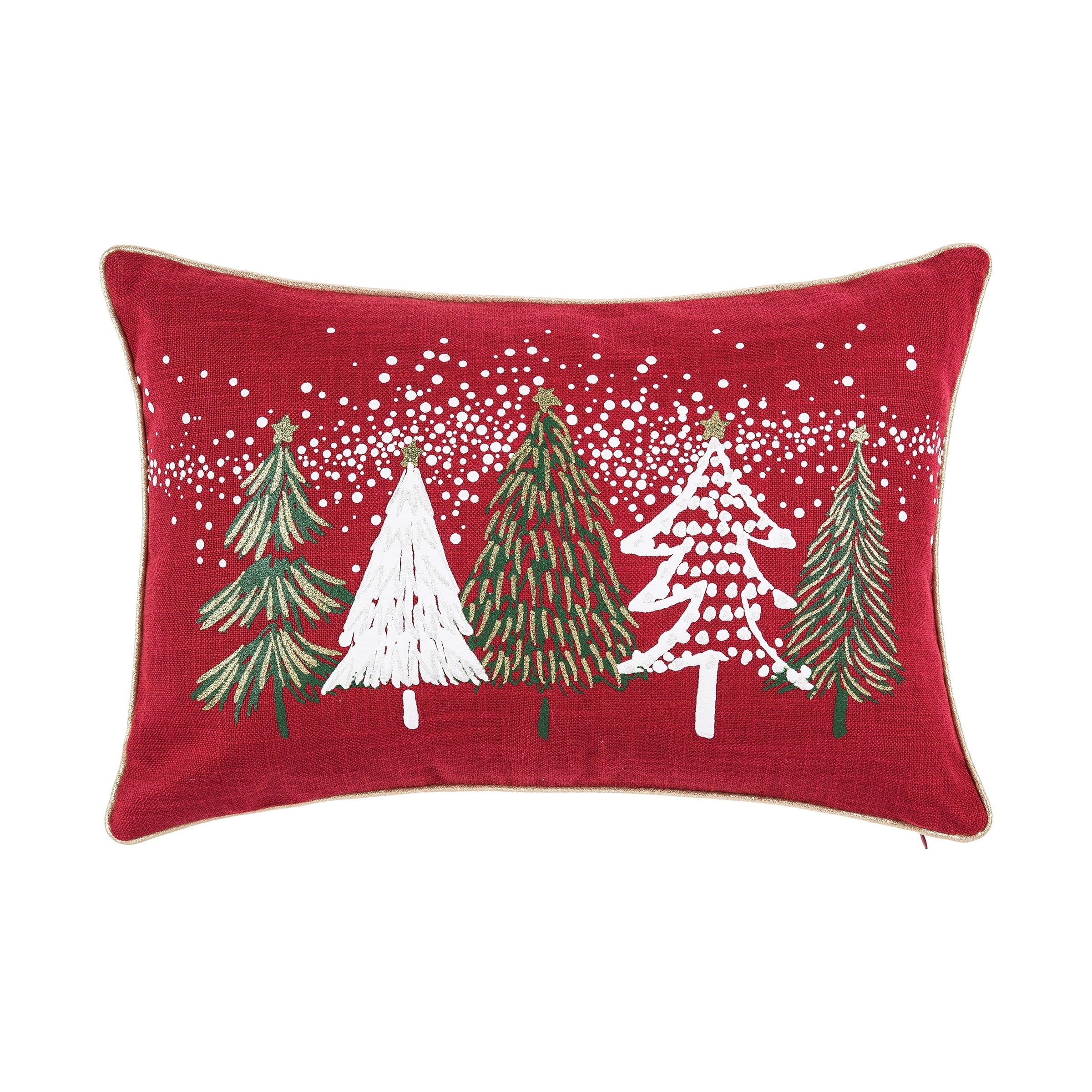 13 x 20 Snowy Trees Embellished Christmas Holiday Throw Pillow