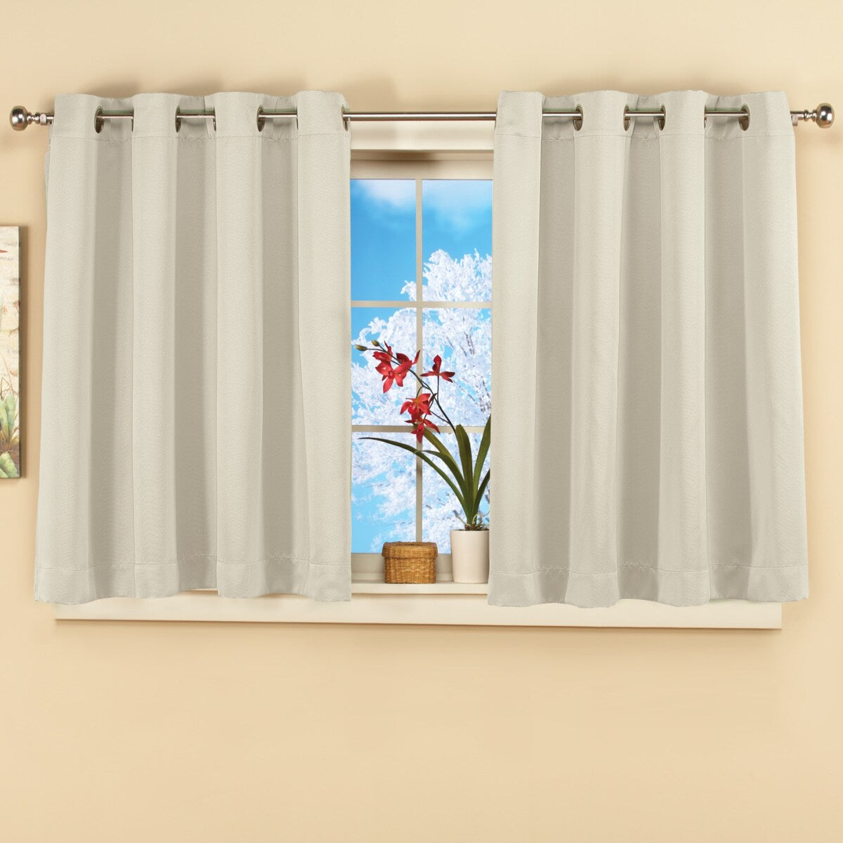 Short Blackout Window Curtain Panel with Easy Open-Close